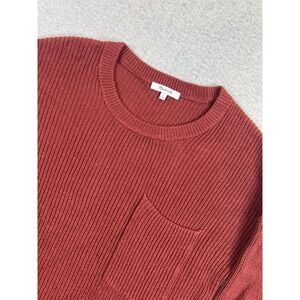 Madewell Sweater Womens Small Red Crewneck Thompson Pocket Ribbed Knit Pullover